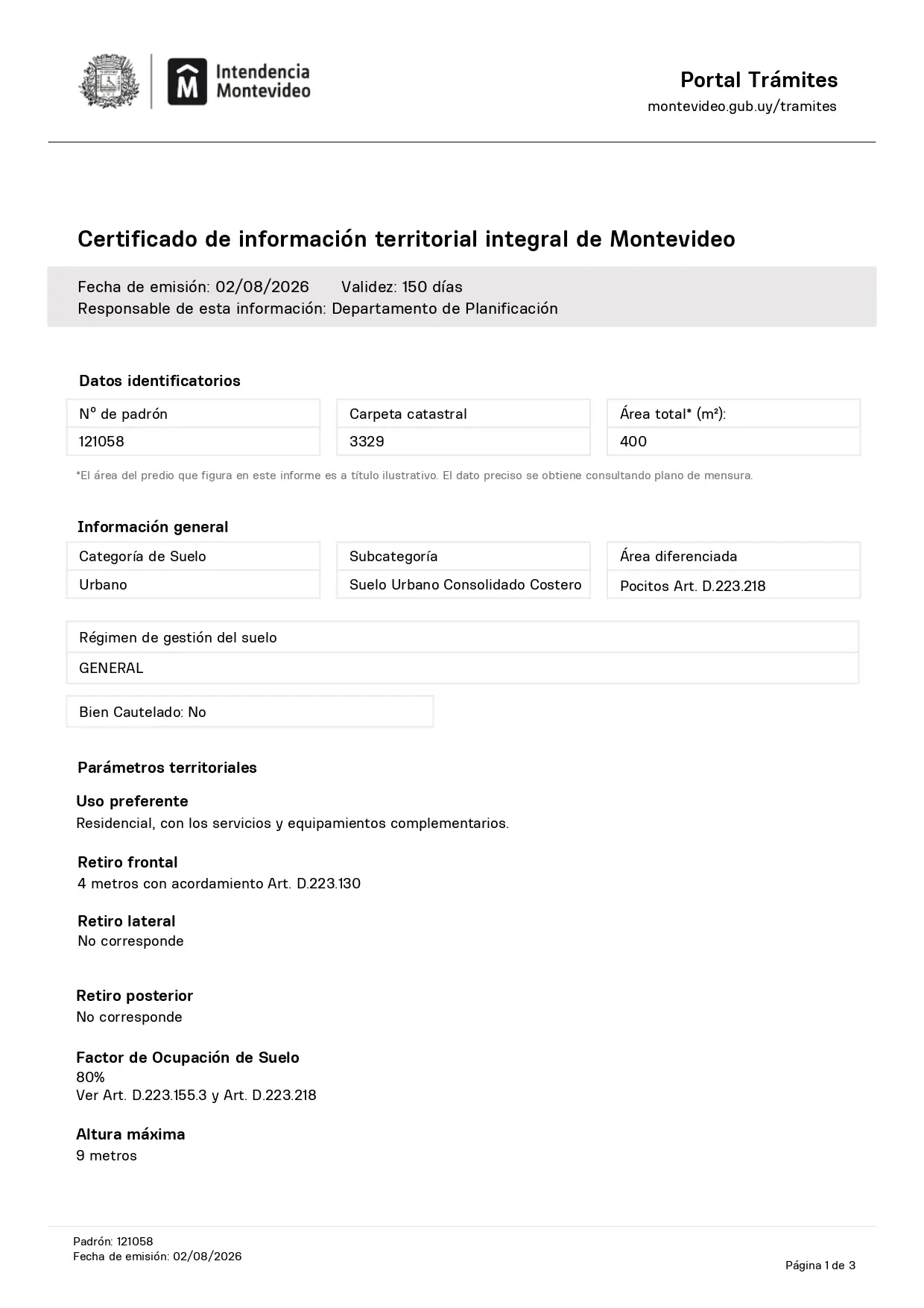 Certificado Padrón