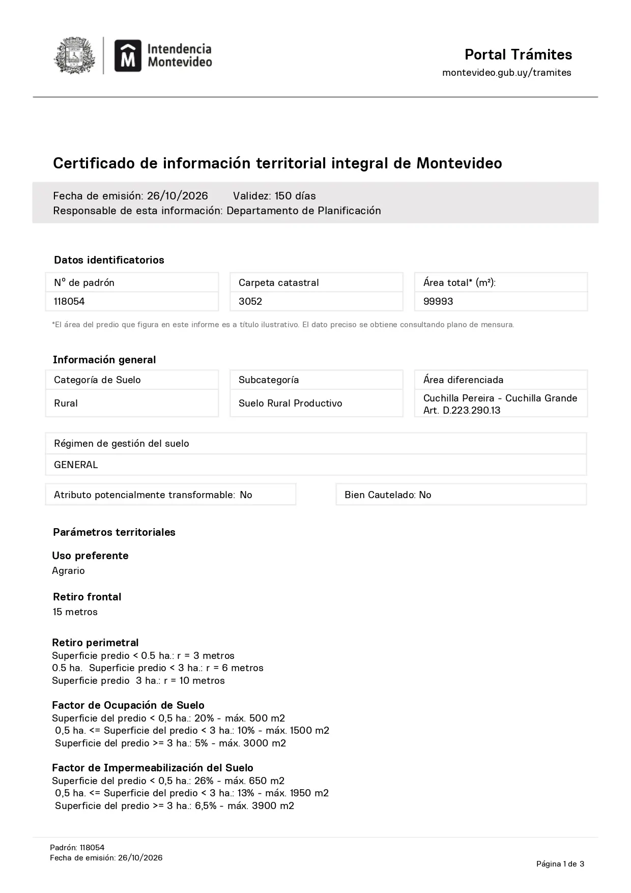 Certificado padrón